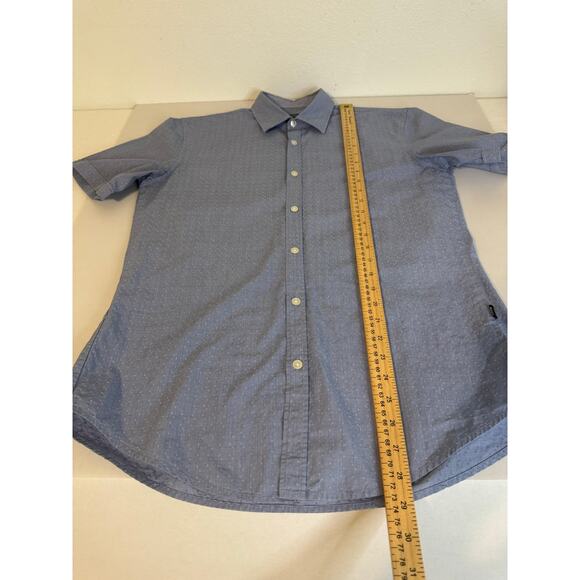 Boss HUGO Boss Men's Short Sleeve Button-Down Shirt Slim Fit Blue Medium - Picture 6 of 10